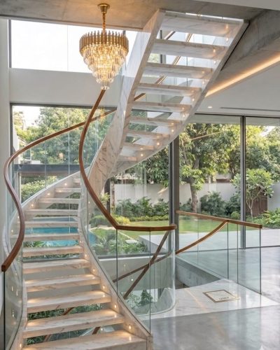 modern staircase, helical staircase, spiral staircase,