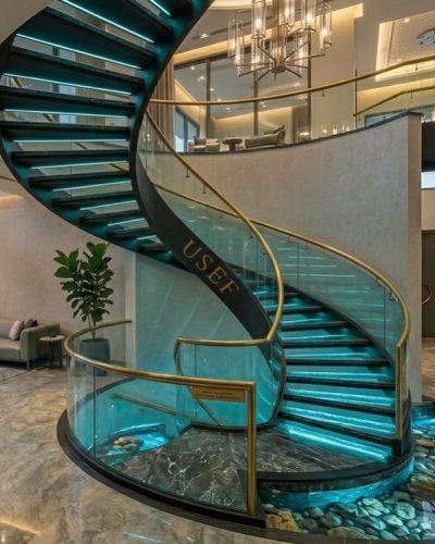 modern staircase, helical staircase, spiral staircase,