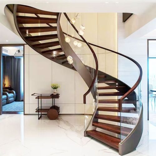 Accent Design Curved Shaped Glass Stairs Ideas